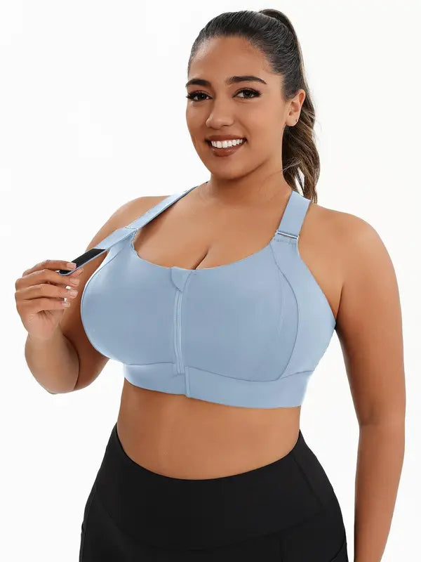 🏋️♀️ "Lock-in Comfort!" Adjustable Strap Sports Bra - Zip-Front Convenience, All-Day Breathable Wear