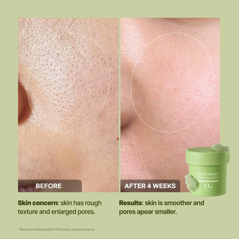 🌿 Holy Basil Bubble Deep Mask 13% | Sparkling PHA Clay Wash-Off Pack