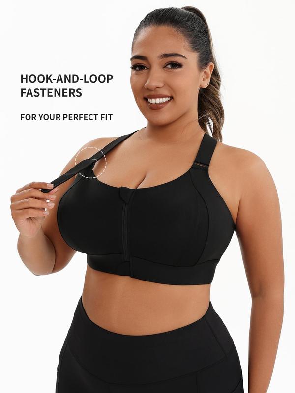 🏋️♀️ "Lock-in Comfort!" Adjustable Strap Sports Bra - Zip-Front Convenience, All-Day Breathable Wear
