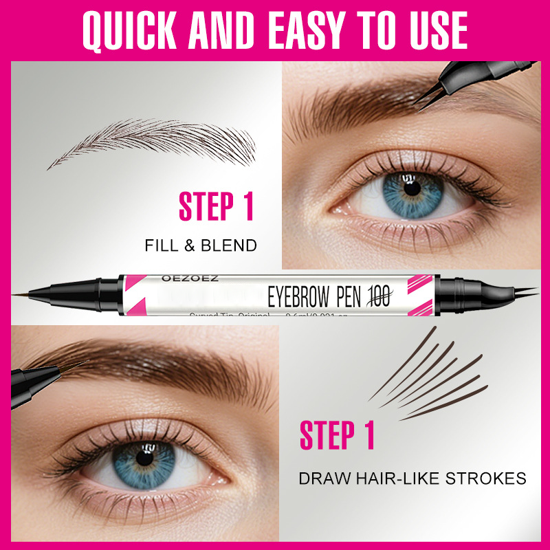 Curved Eyebrow Pen - 2-in-1 Microblading & Waterproof Finish