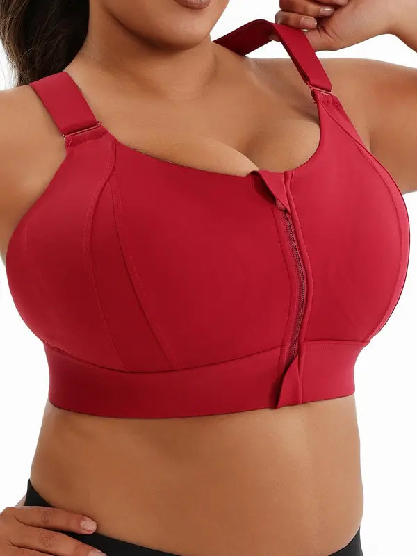 🏋️♀️ "Lock-in Comfort!" Adjustable Strap Sports Bra - Zip-Front Convenience, All-Day Breathable Wear