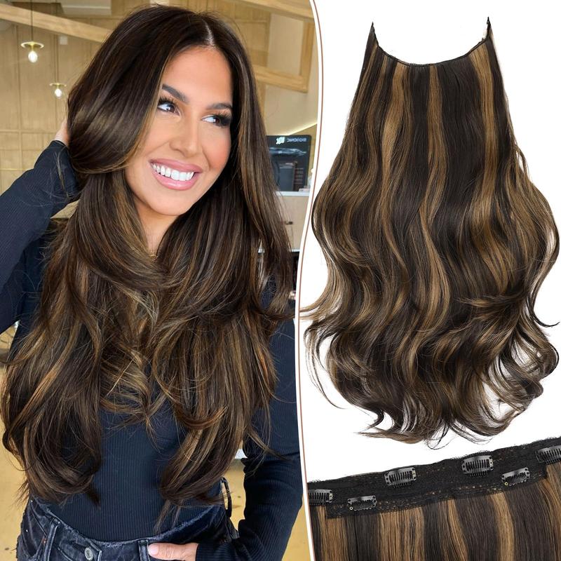 Invisible Wire Hairpiece – Pre-Cut Layered Extensions, 6 Clips