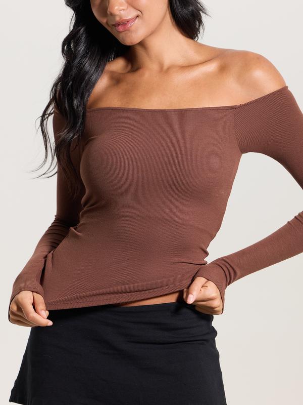 Braless Off the Shoulder Top-Fitted Women's Top with built in removeable padding