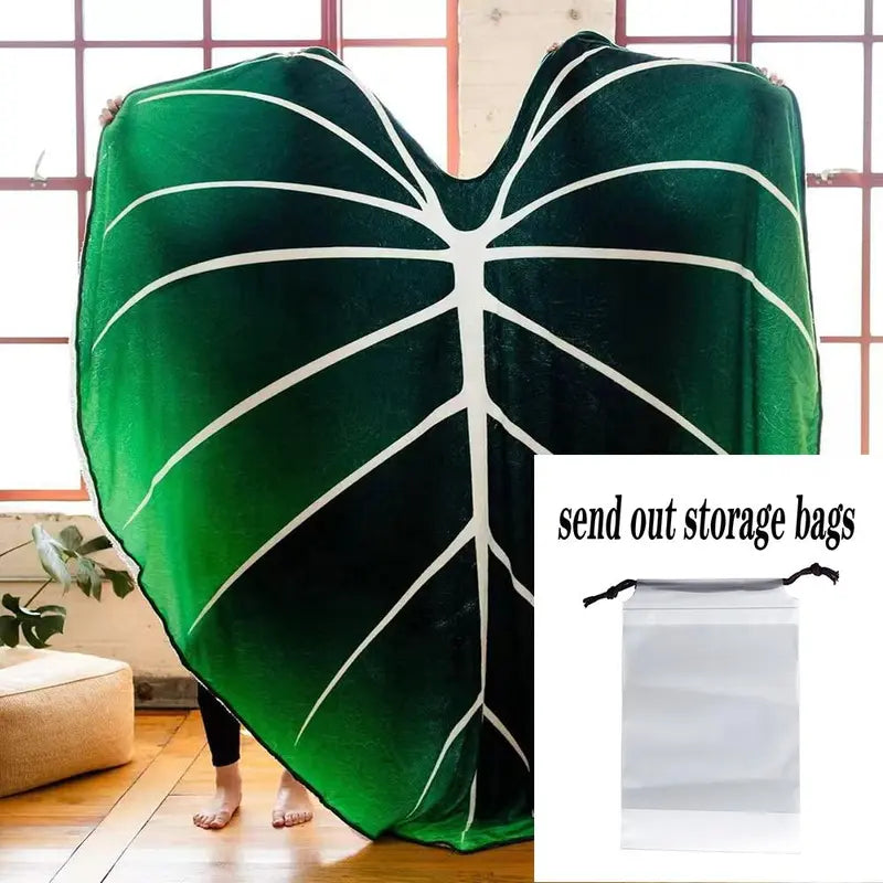 Novelty Leaf Design Flannel Blanket, 1 Count Soft Warm Durable Blanket for Home & Office, Machine Washable Blanket