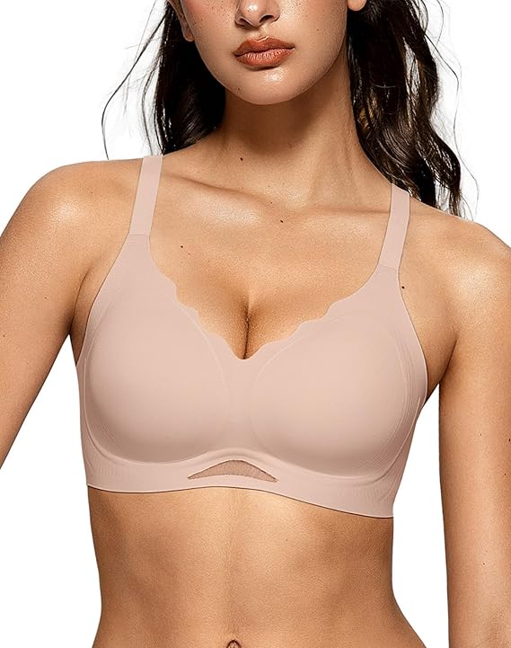 Scalloped Wireless Bras with Mesh
