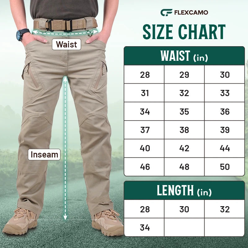 Men's Military Cargo Tactical Pants Ripstop Lightweight Cotton Stretch Combat Outdoor Hiking Pants