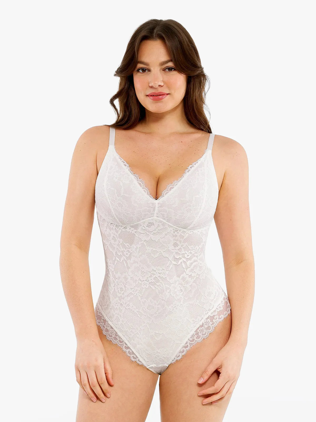 🔥Summer Promotion 49% OFF - V Neck Lace Shapewear Bodysuit🩱