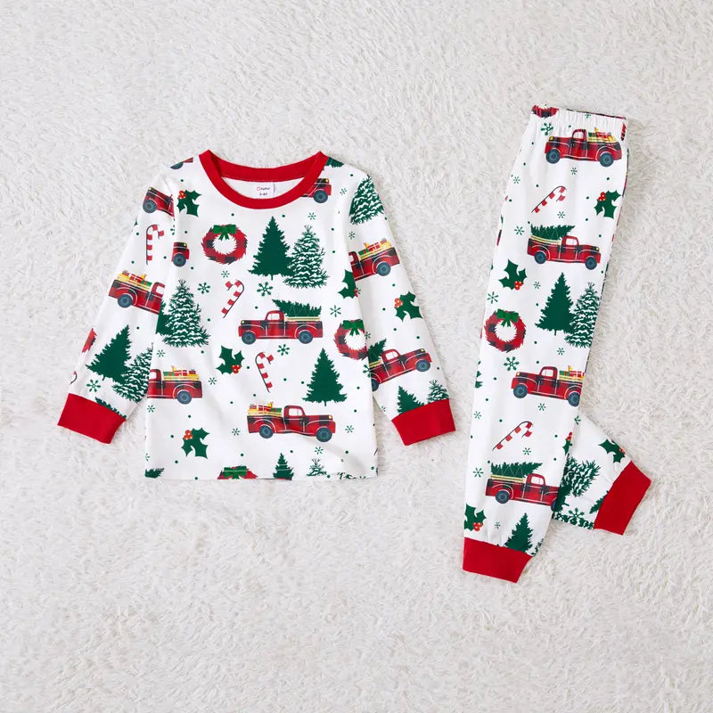 Christmas Pajamas Soft & Stretchy Family Matching Long Sleeve Sets Christmas Cars Patterned Sleepwear for Women Men Couples Adult Kids