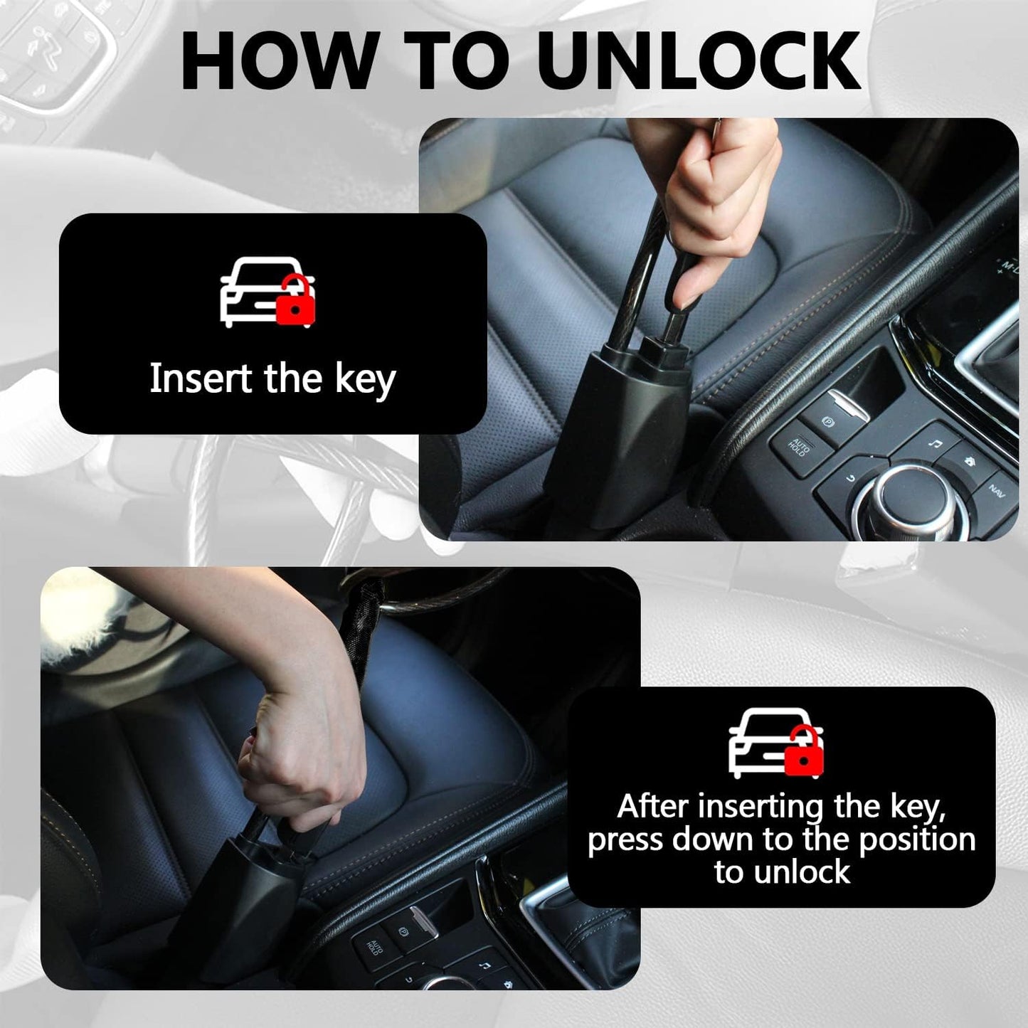 Anti-Theft Device Steering Wheel Lock Universal Steering Wheel and Seat Belt Lock