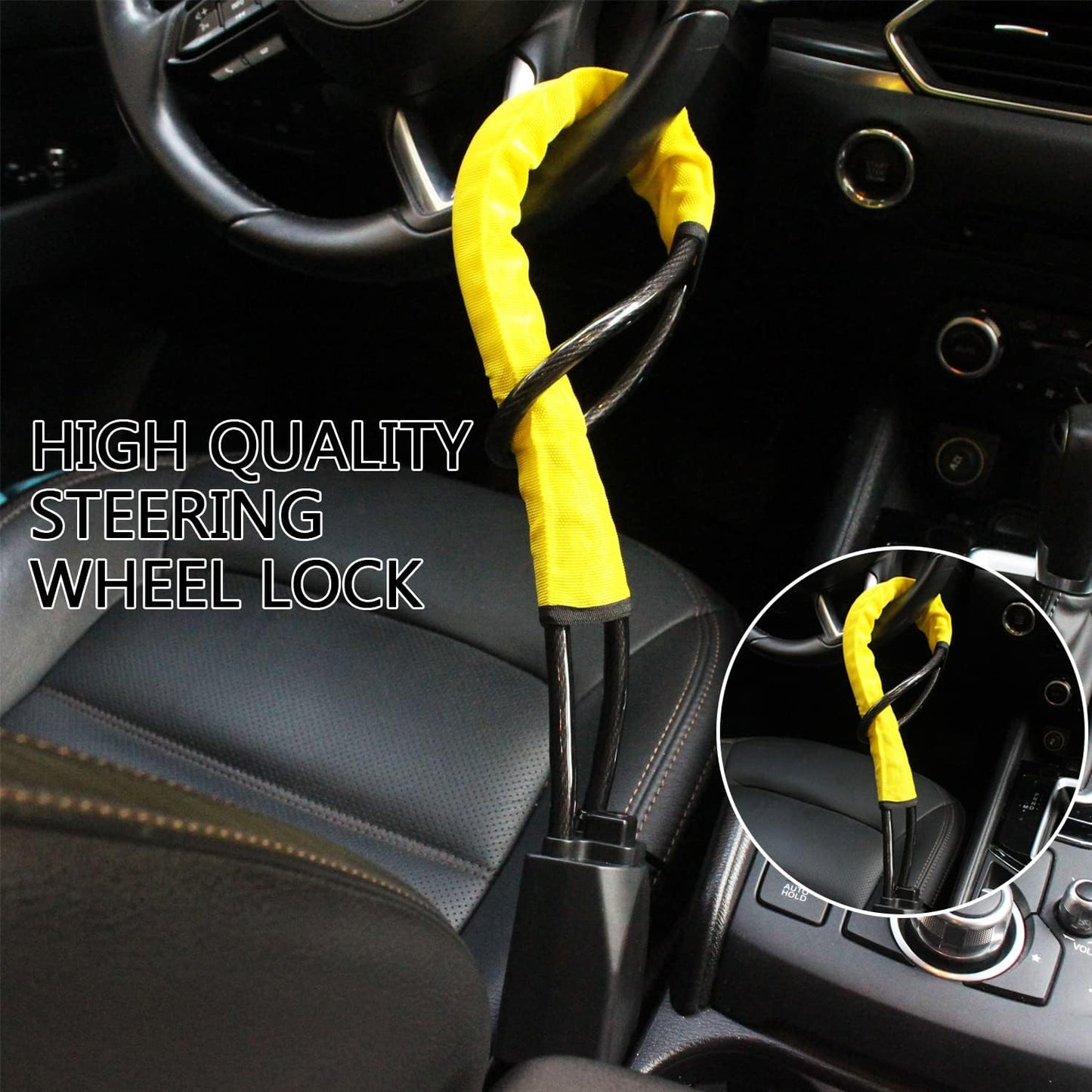 Anti-Theft Device Steering Wheel Lock Universal Steering Wheel and Seat Belt Lock