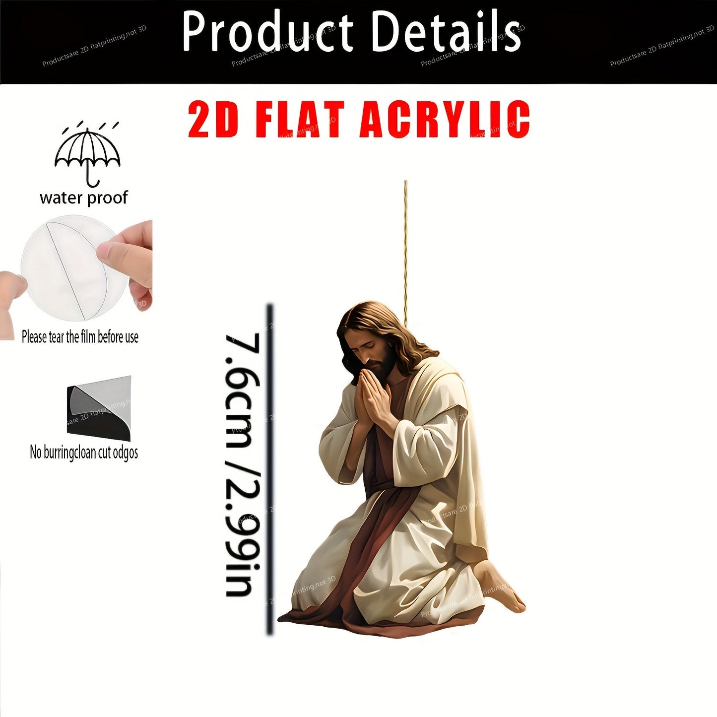 ๐โจ 2D Retro Jesus Car Hanging Decor ๐ Faith & Peace Gift ๐ฟ