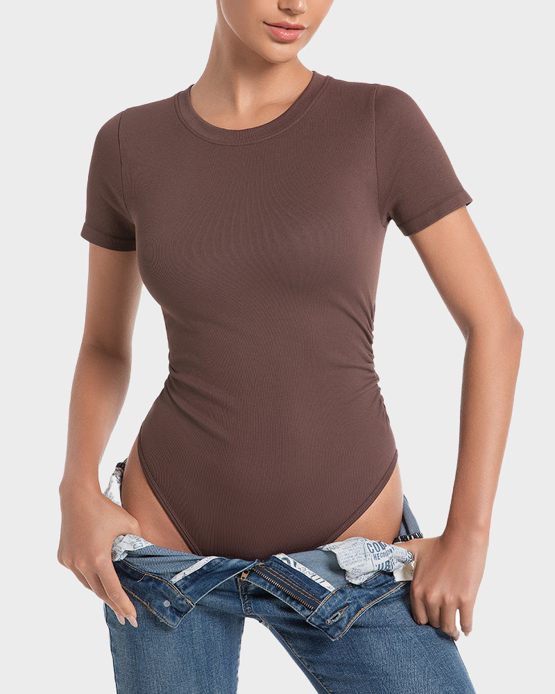 Seamless Round Neck Short Sleeve Bodysuit