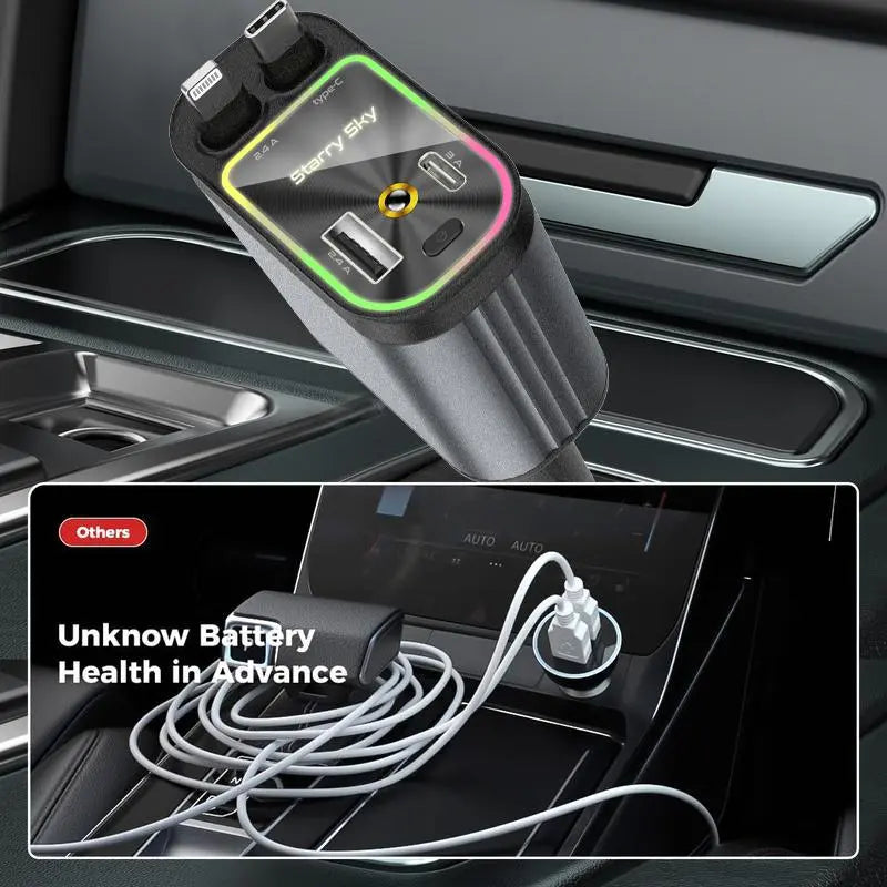 Starlight In Car Roof Retractable Car Charger with Lightning Cable