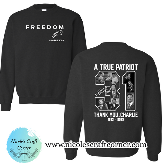 Charlie Kirk Tribute Crewneck Sweatshirts
