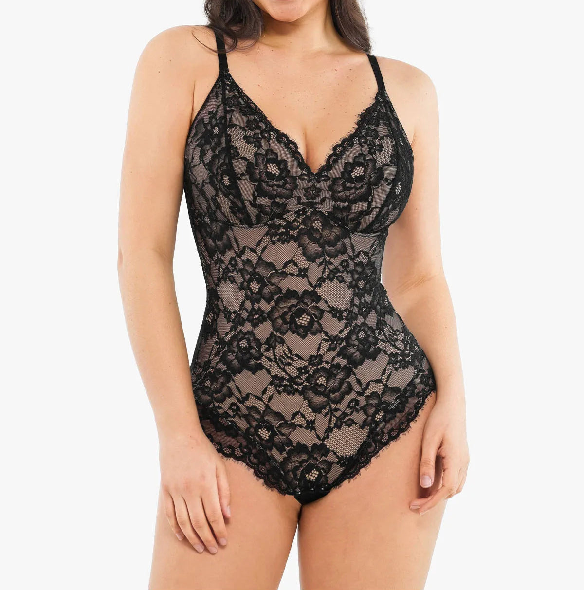🔥Summer Promotion 49% OFF - V Neck Lace Shapewear Bodysuit🩱