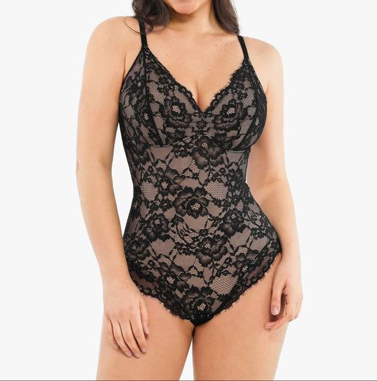 🔥Summer Promotion 49% OFF - V Neck Lace Shapewear Bodysuit🩱