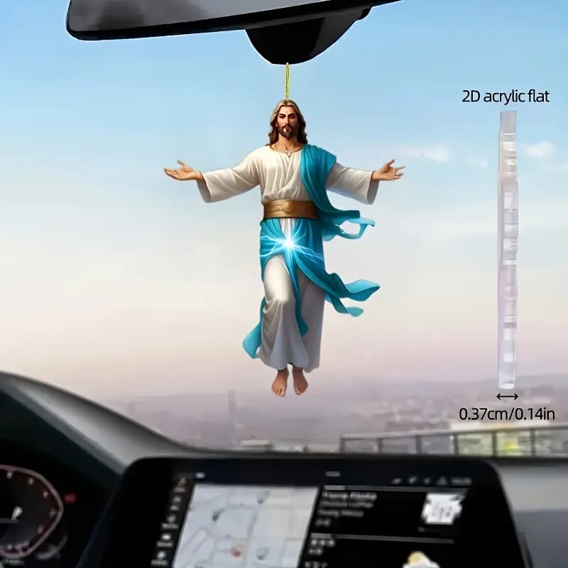 ๐โจ 2D Retro Jesus Car Hanging Decor ๐ Faith & Peace Gift ๐ฟ