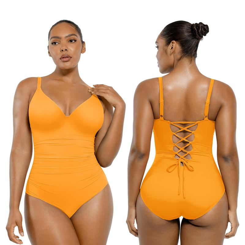 Smart Sculpt Back Drawstring Swimsuit with Tummy Tucking