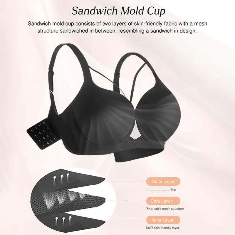 Women Seamless Push Up Padding Bras underwire Comfortable 3/4 cup Bra Buttery Soft