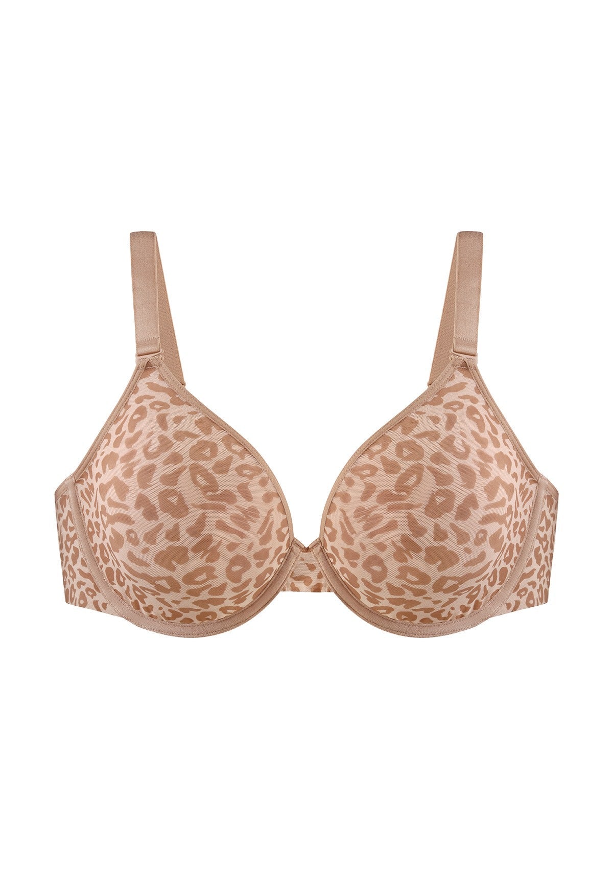 Leopard wild Unlined Plus Size Breathable Soft Mesh No Padding Underwire Bra