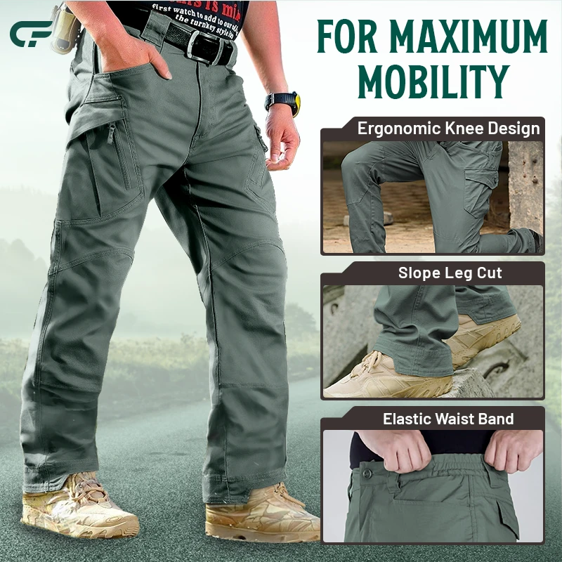 Men's Military Cargo Tactical Pants Ripstop Lightweight Cotton Stretch Combat Outdoor Hiking Pants