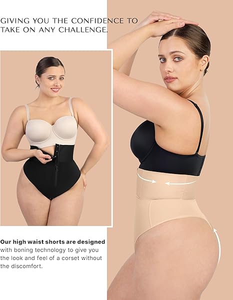 High-waisted body-shaping thong