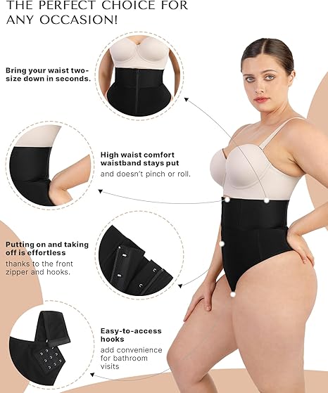 High-waisted body-shaping thong