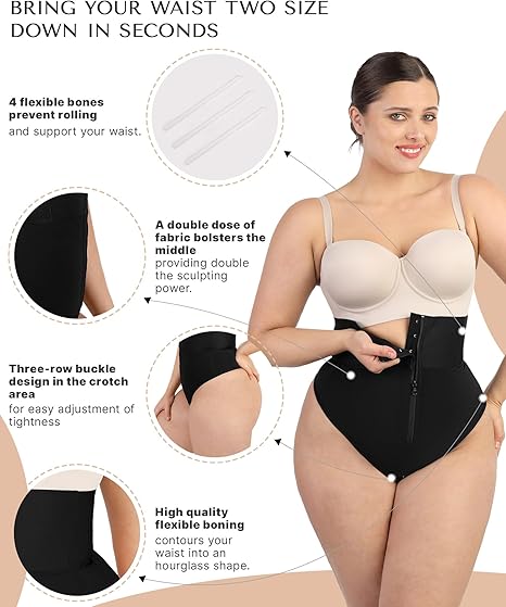 High-waisted body-shaping thong