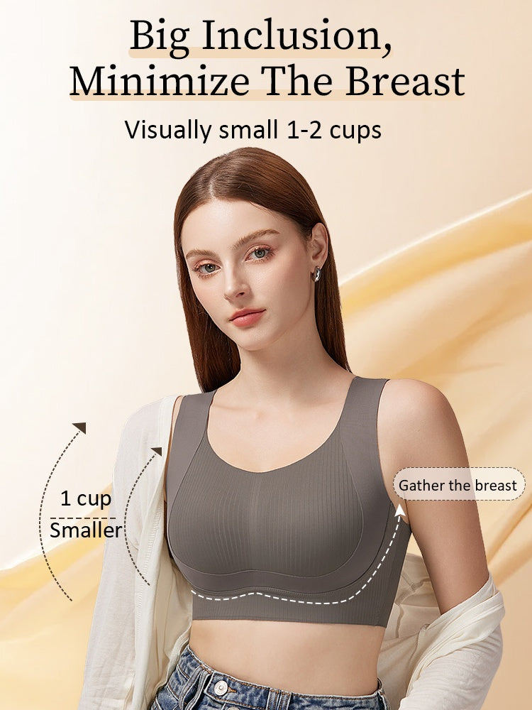Comfortable Wireless Cami Bra No Buckles, One Piece Breast Minimizer Bra For Daily, Working & Sleeping