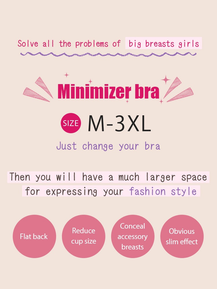 Comfortable Wireless Cami Bra No Buckles, One Piece Breast Minimizer Bra For Daily, Working & Sleeping