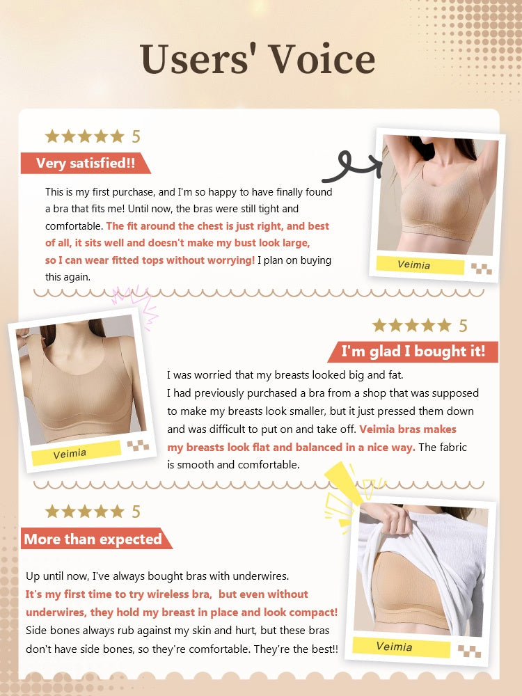 Comfortable Wireless Cami Bra No Buckles, One Piece Breast Minimizer Bra For Daily, Working & Sleeping