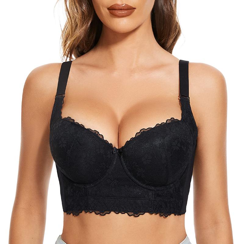 Lace Push Up Bras for Women Corset Top Bustier Padded Underwire Bras