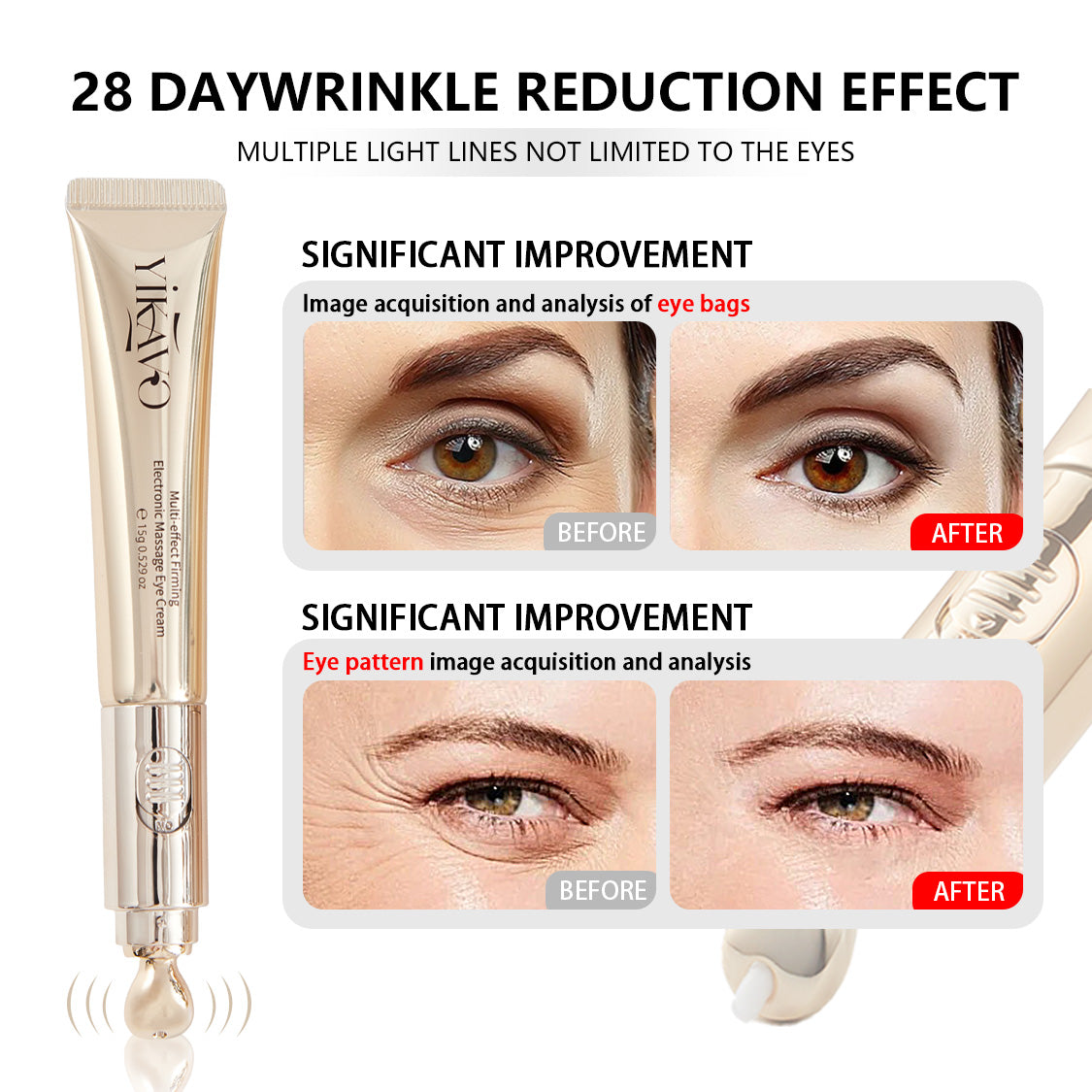 ✨ Electric Massager Multi-Effect Eye Cream | Reduces Puffiness, Fine Lines, Dark Circles & Eye Bags