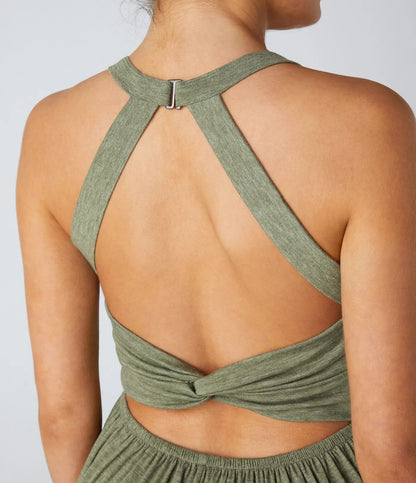 U Neck Pocket Harem Casual Jumpsuit