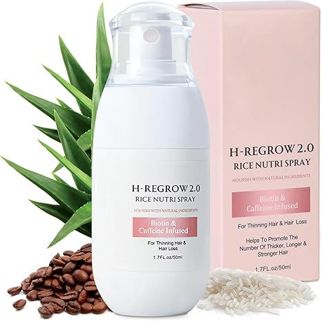 🌱 H-Regrow Hair Growth Spray | Rice Water & Biotin for Thinning Scalp
