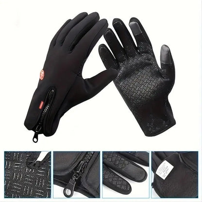 Outdoor Winter Gloves, Touchscreen and Windproof Full-Finger Gloves for Sports, Travel, and Daily Activities