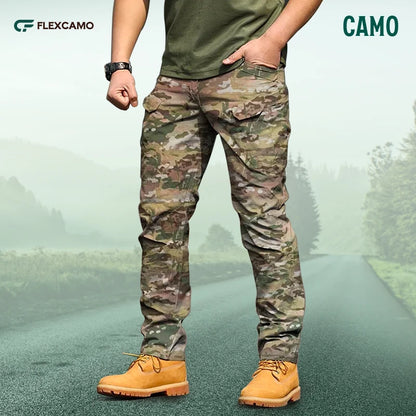 Men's Military Cargo Tactical Pants Ripstop Lightweight Cotton Stretch Combat Outdoor Hiking Pants