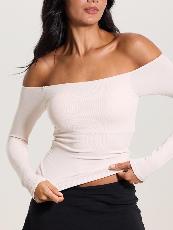 Braless Off the Shoulder Top-Fitted Women's Top with built in removeable padding
