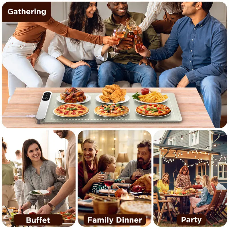 Electric Food Warming Mat with 6 Temperature Levels & 6-Hour Timer