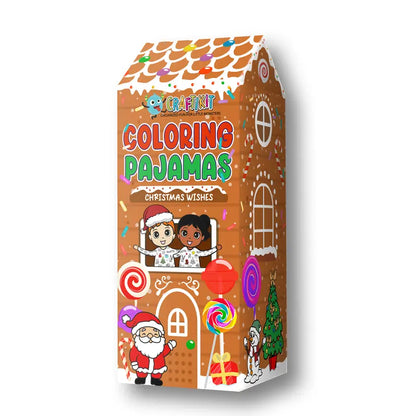 Kids Christmas Coloring Pajamas Set with Markers Soft Bamboo Viscose 2-Piece