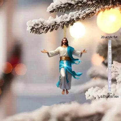 🙏✨ 2D Retro Jesus Car Hanging Decor 🚗 Faith & Peace Gift 🌿