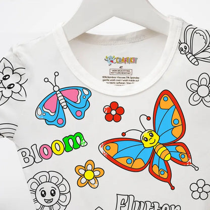 Kids Christmas Coloring Pajamas Set with Markers Soft Bamboo Viscose 2-Piece