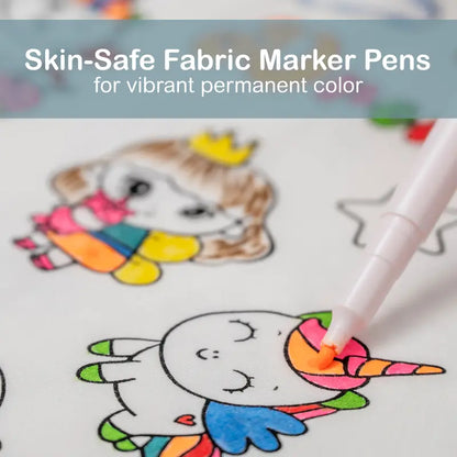 Kids Christmas Coloring Pajamas Set with Markers Soft Bamboo Viscose 2-Piece