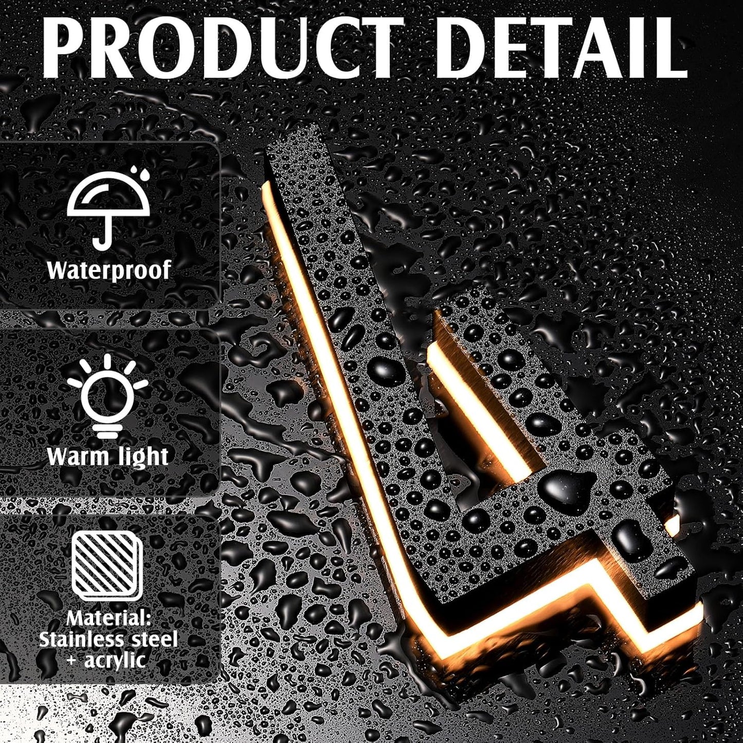 LED House Number 0-9 for Outside Large Address Lighted Number Waterproof Modern Lighted 12v Dc Low Voltage LED Illuminated