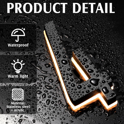 LED House Number 0-9 for Outside Large Address Lighted Number Waterproof Modern Lighted 12v Dc Low Voltage LED Illuminated