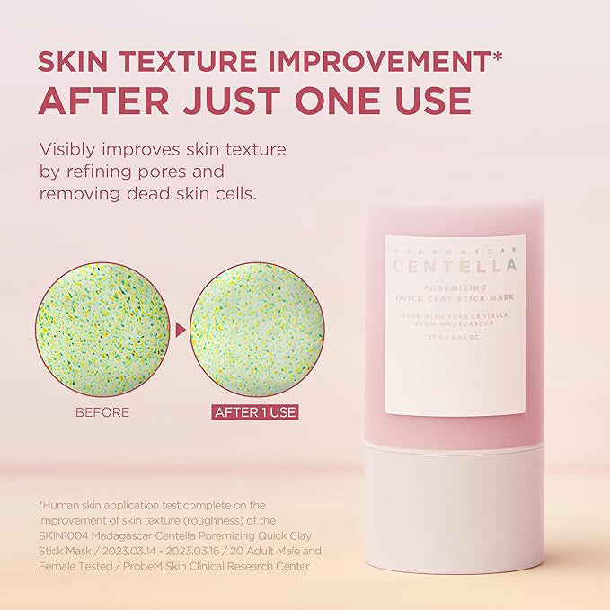 Pink Clay Pore Stick Mask: Himalayan Salt Minimize Pores, Centella Soothe