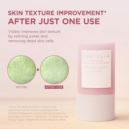 Pink Clay Pore Stick Mask: Himalayan Salt Minimize Pores, Centella Soothe