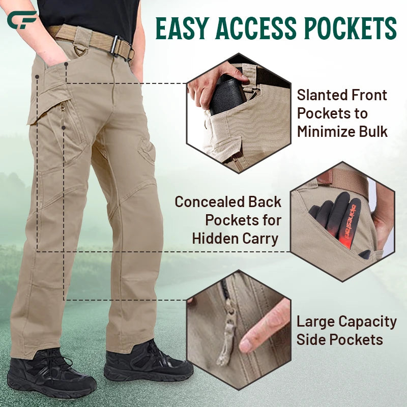 Men's Military Cargo Tactical Pants Ripstop Lightweight Cotton Stretch Combat Outdoor Hiking Pants
