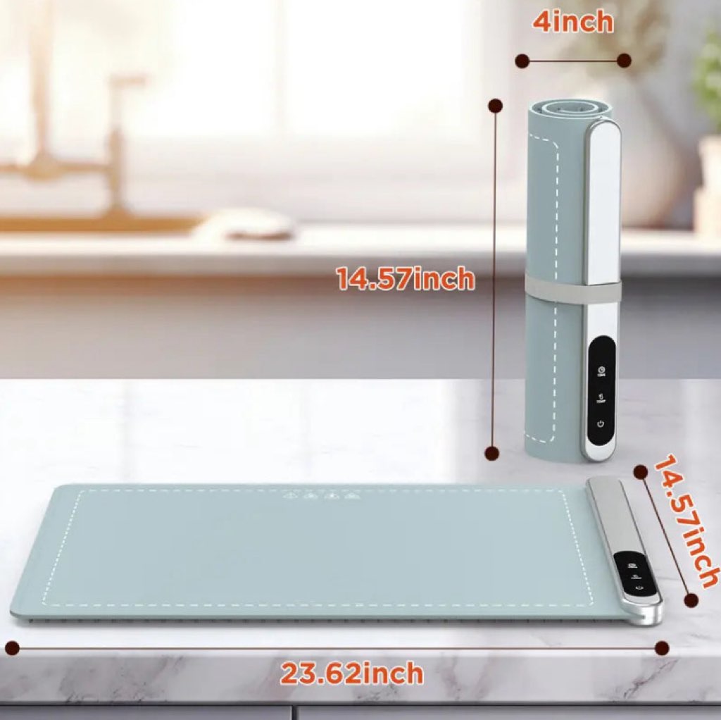 Electric Food Warming Mat with 6 Temperature Levels & 6-Hour Timer