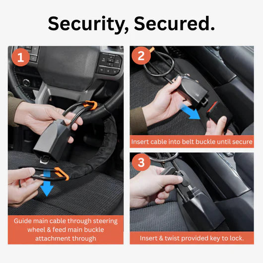 Anti-Theft Device Steering Wheel Lock Universal Steering Wheel and Seat Belt Lock